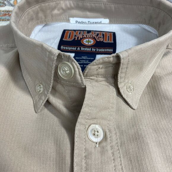 Duluth Trading Mens Beige Light Brown Long Sleeve Button Shirt Outdoor XL - Picture 4 of 8